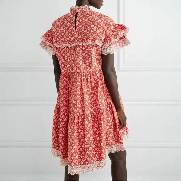 ULLA JOHNSON Leonie Floral Lace Ruffle Dress - Picture 2 of 16